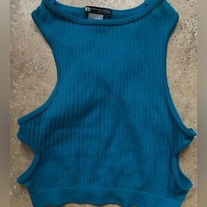 Zara Turquoise Ribbed Tank Top